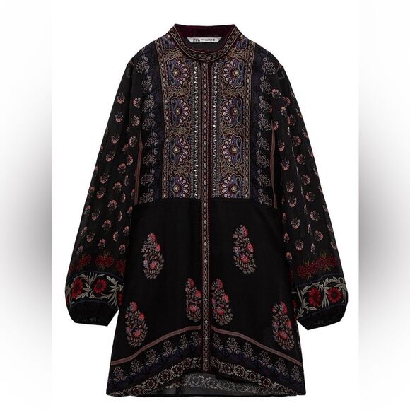 ZARA BOHO DRESS WITH EMBROIDERED YOKE - Picture 2 of 4